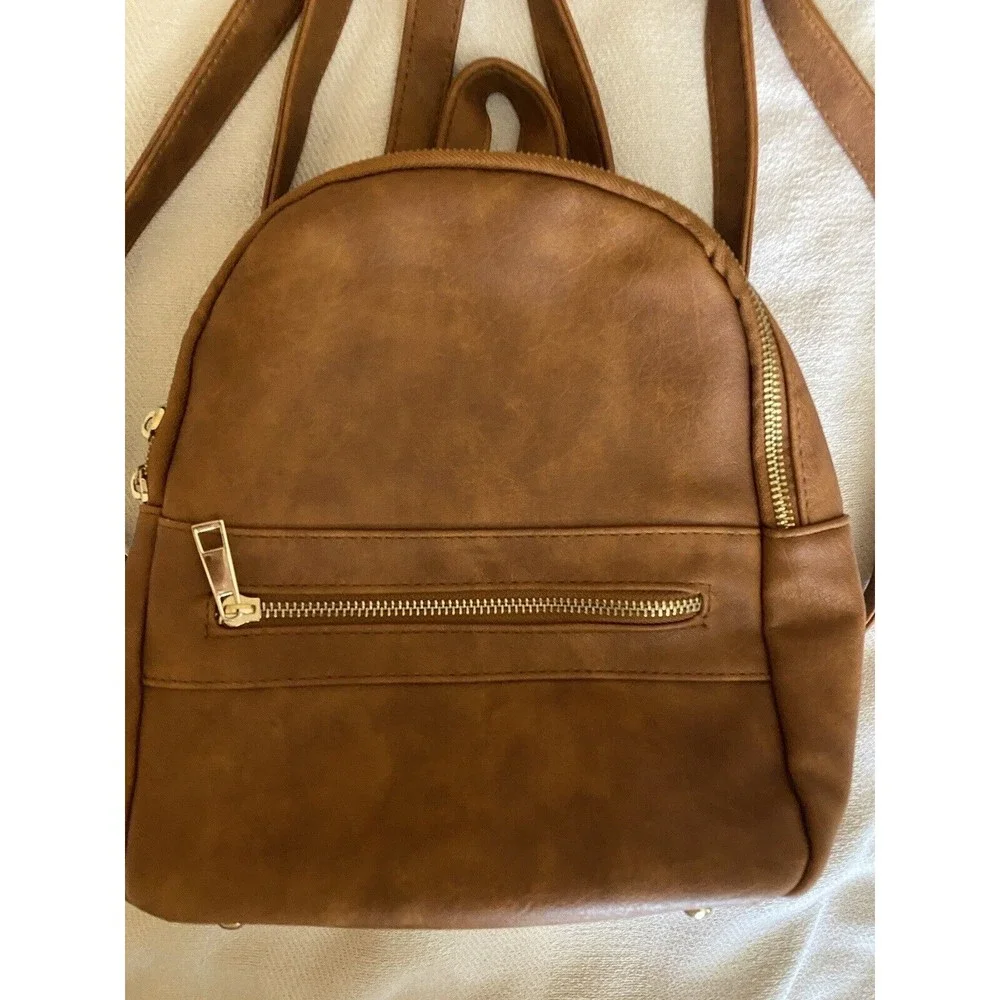 N Gil Women’s purse backpack Brown Faux Leather